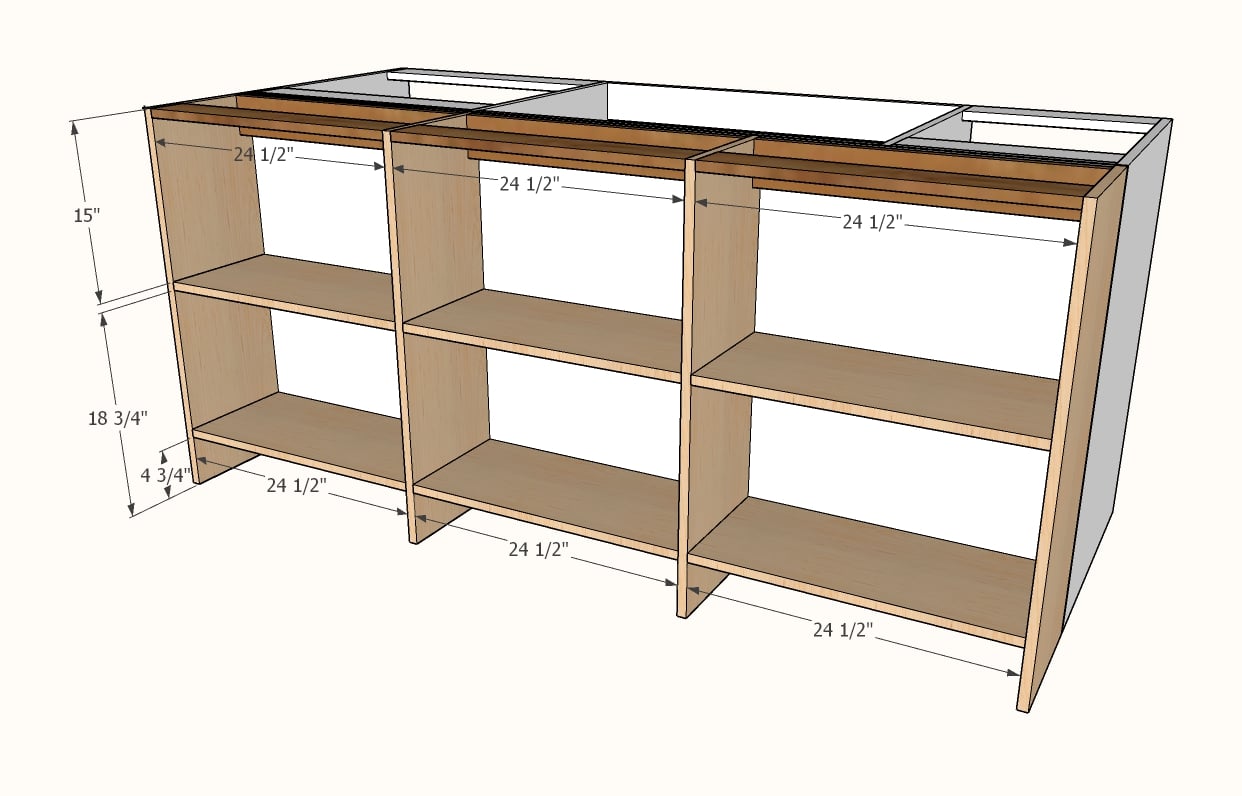 Kitchen Island With Open Shelving Plans Step 5 